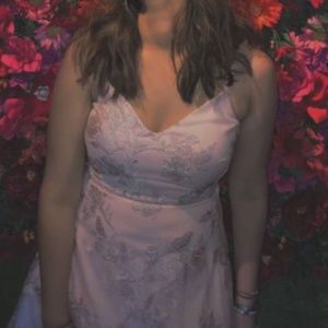 Blush Pink flowery Ruffle Dress